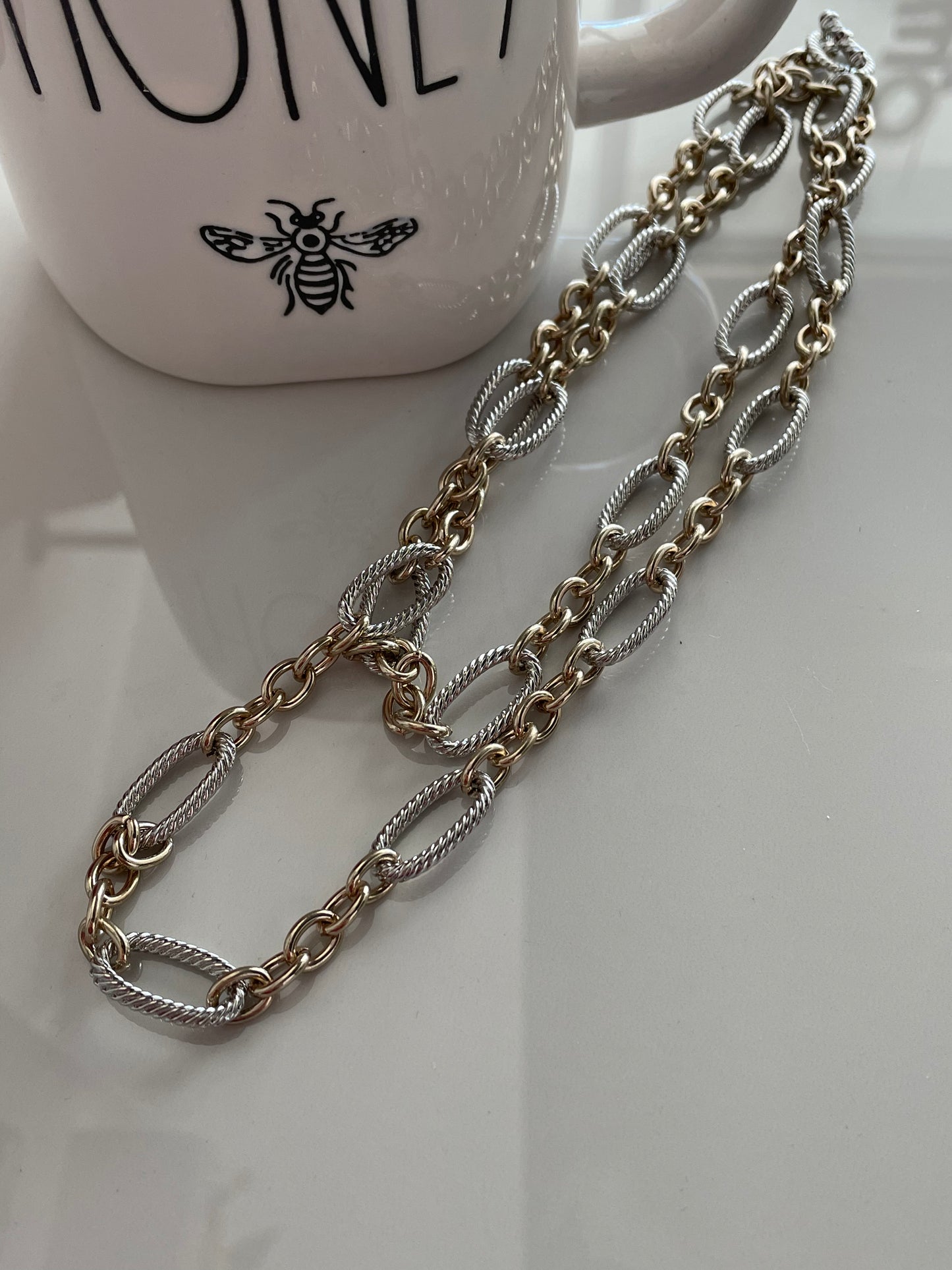 Classic Two Tone Linked Necklace