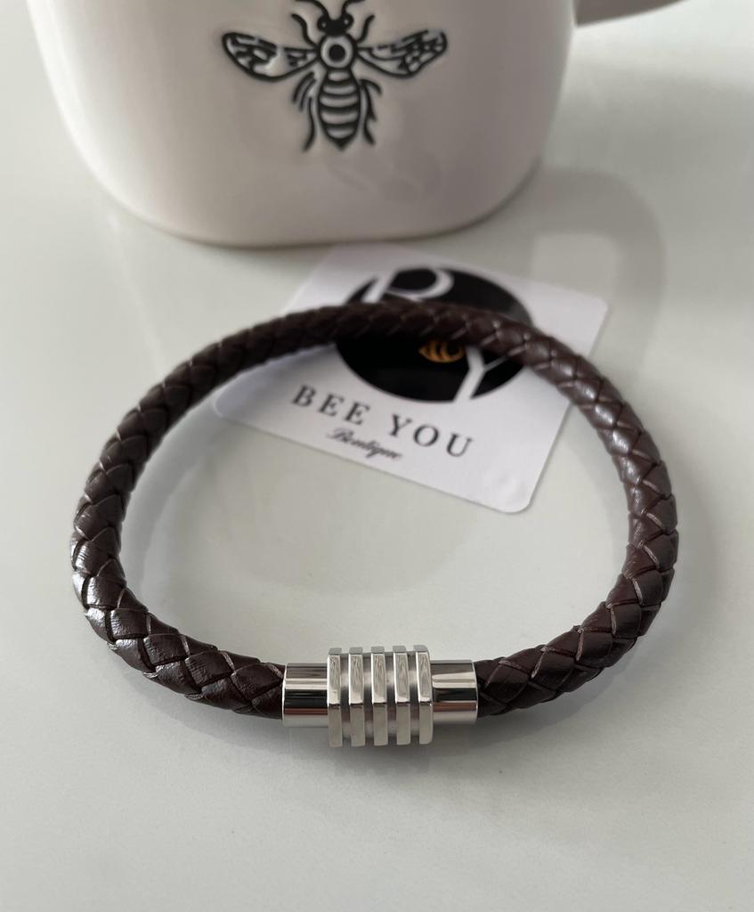 Men Brown Leather Bracelet