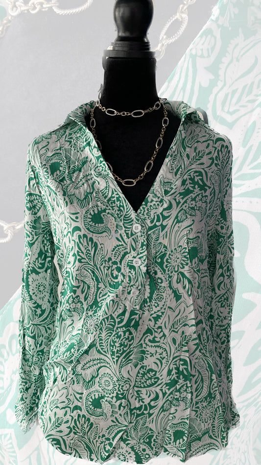 Emerald Green  Print  Blouse