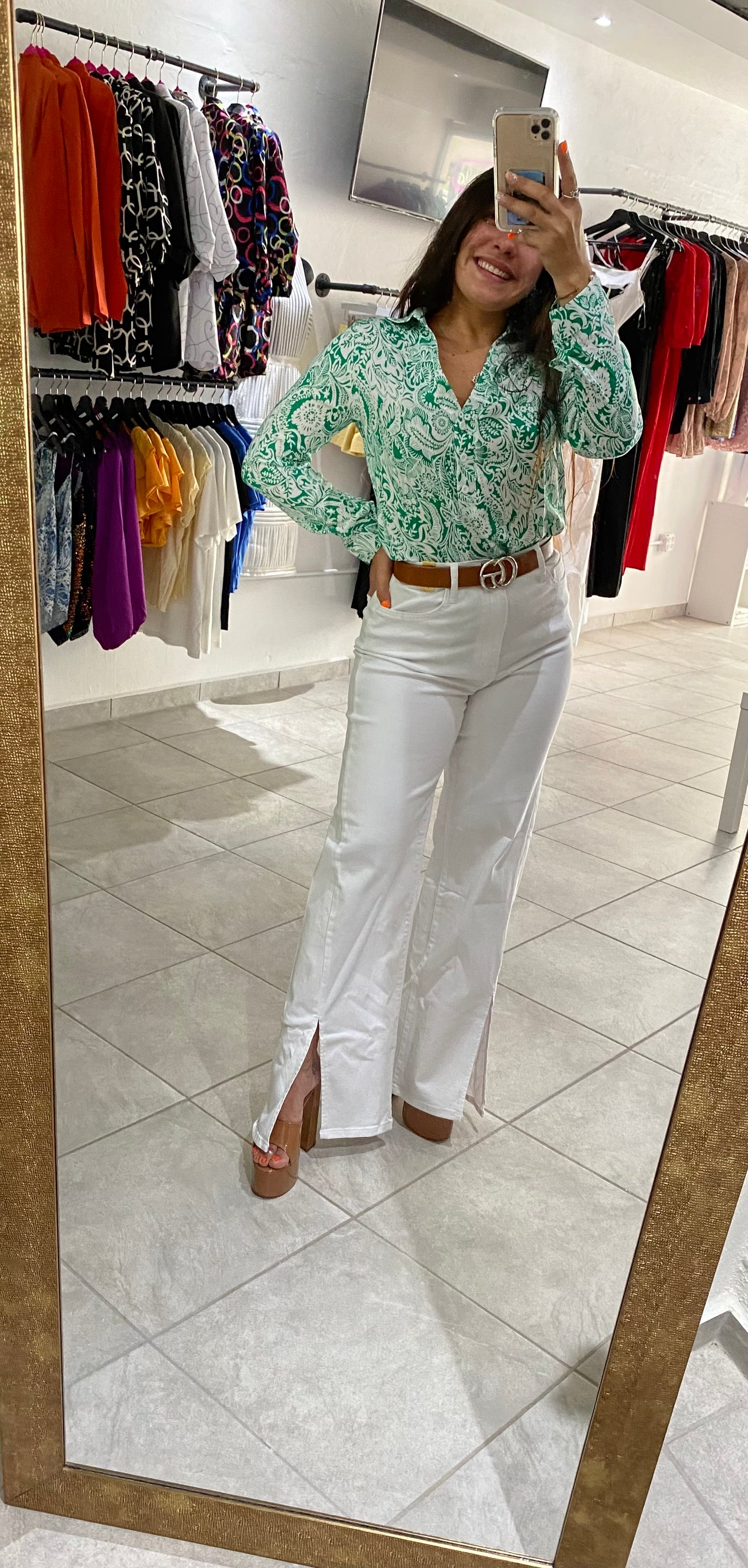 Emerald Green  Print  Blouse