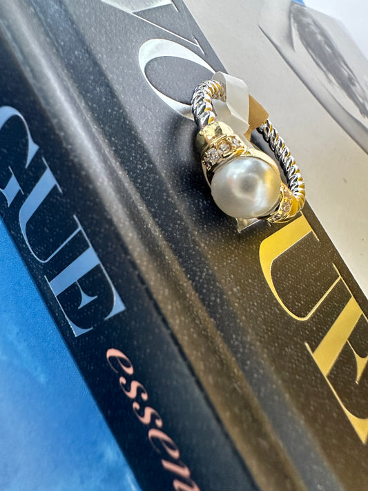 Silver & Gold Pearl Ring