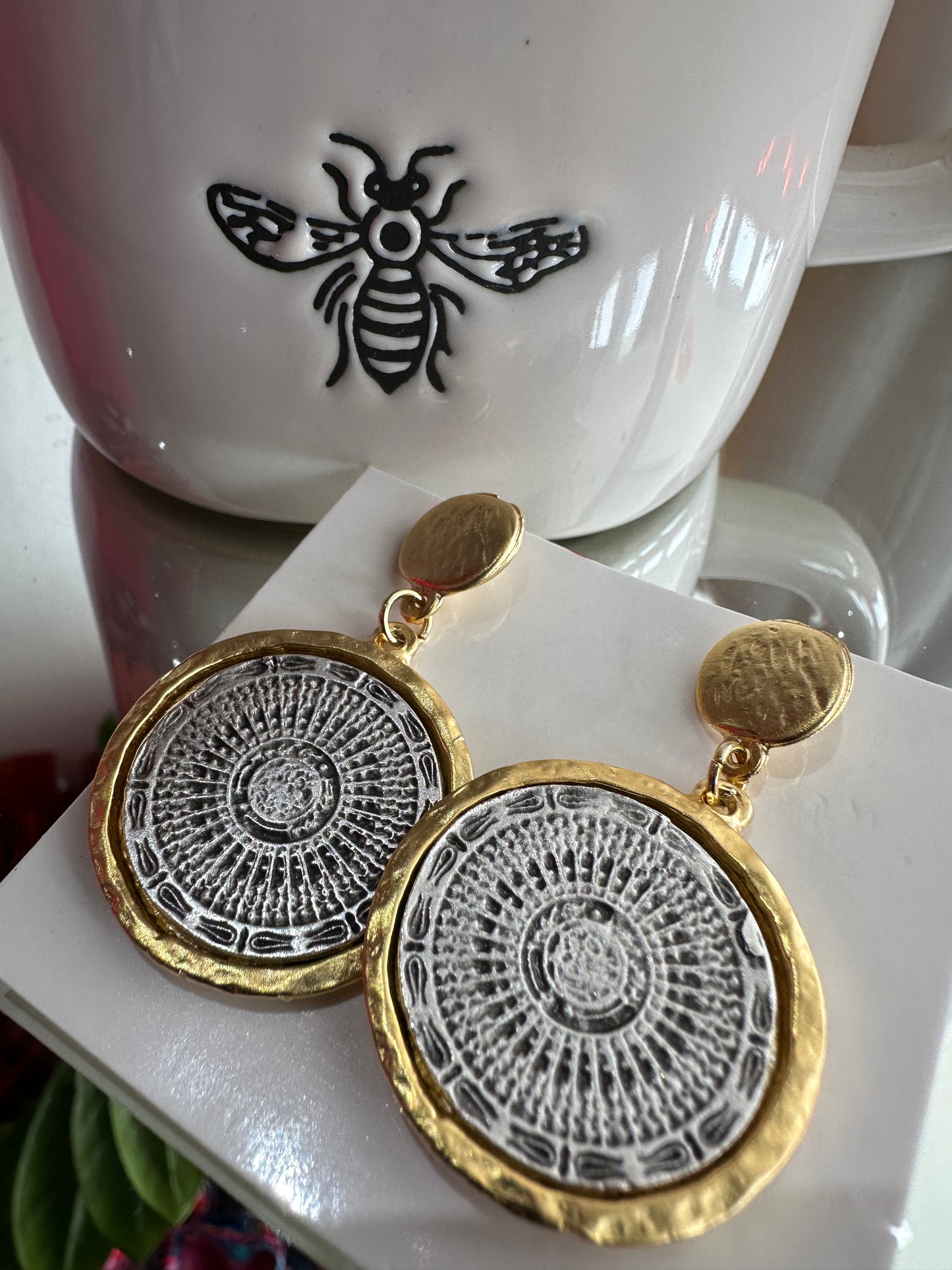 Silver and Gold Circle earrings