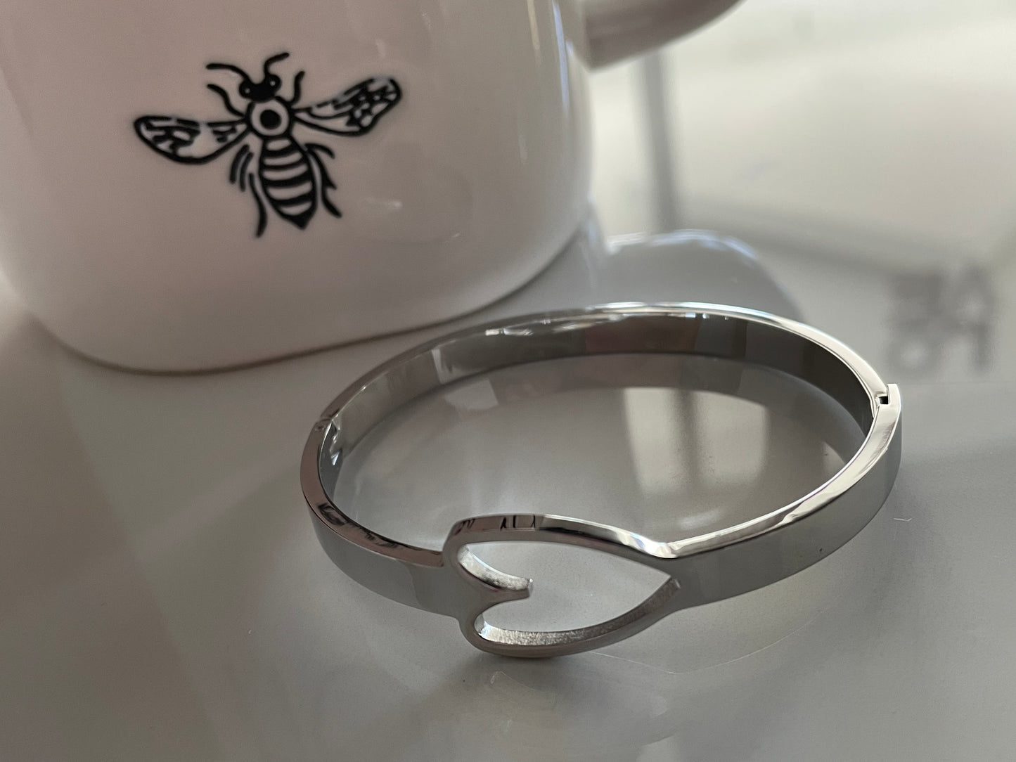 Heart Silver Bangle