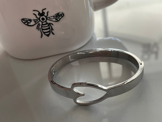 Heart Silver Bangle