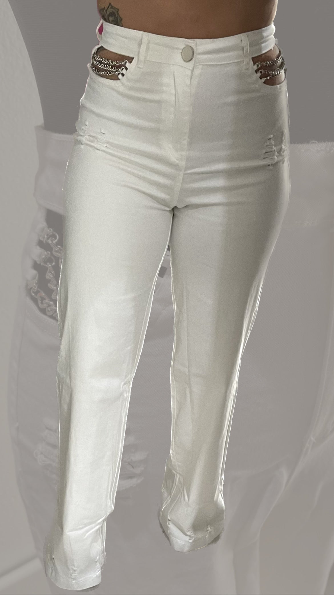White Chain Pants