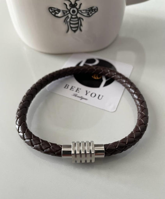 Men Brown Leather Bracelet